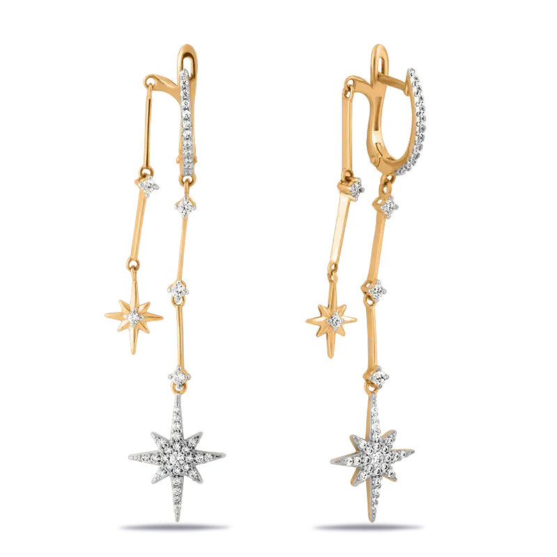 Серьги из  золота 585 пробы с фианитами